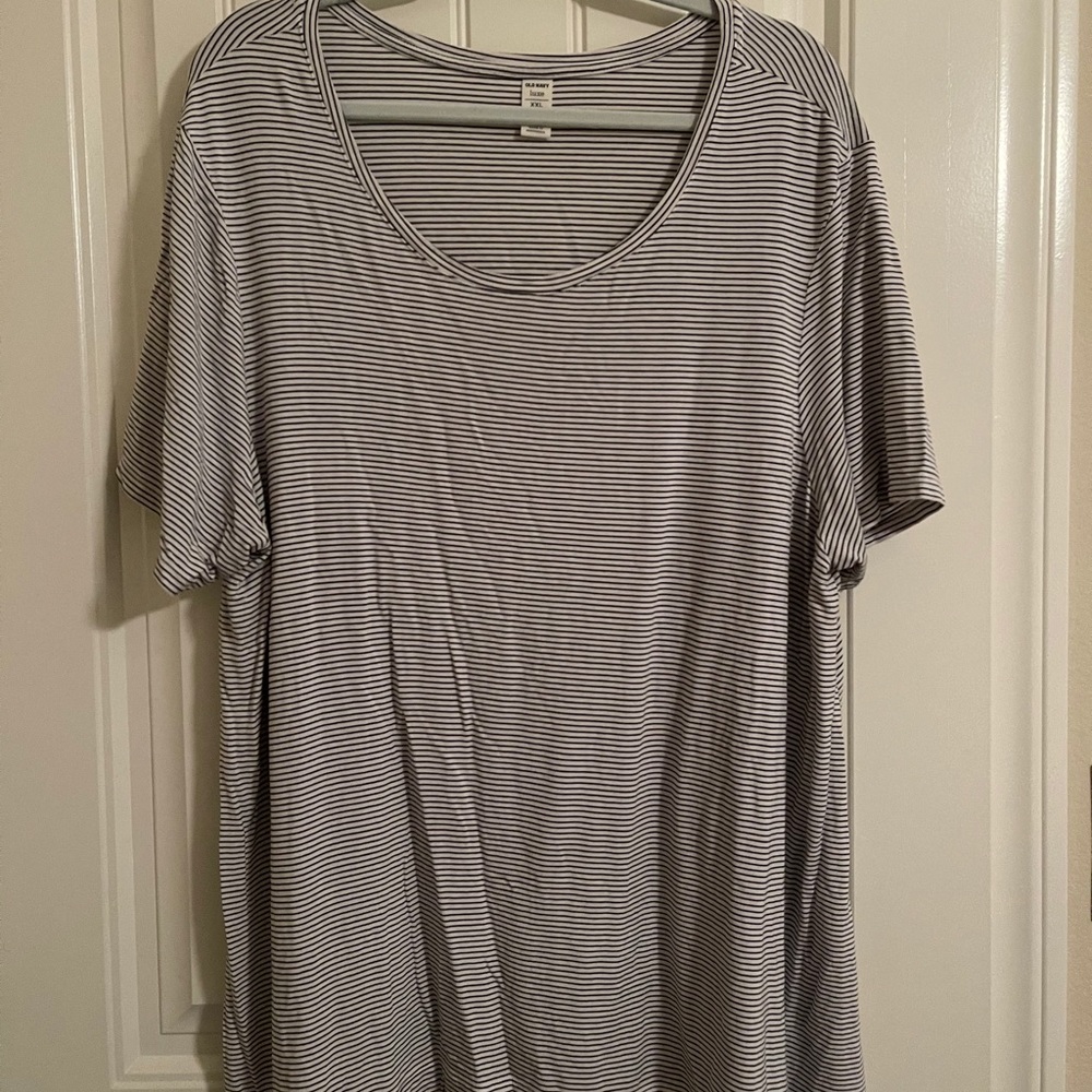 Old Navy Black and White Striped Luxe Tee